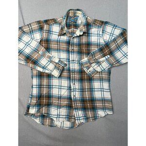 Woodland Trail Men's Multicolor Plaid Button Long Sleeve Large Dress Shirt USED